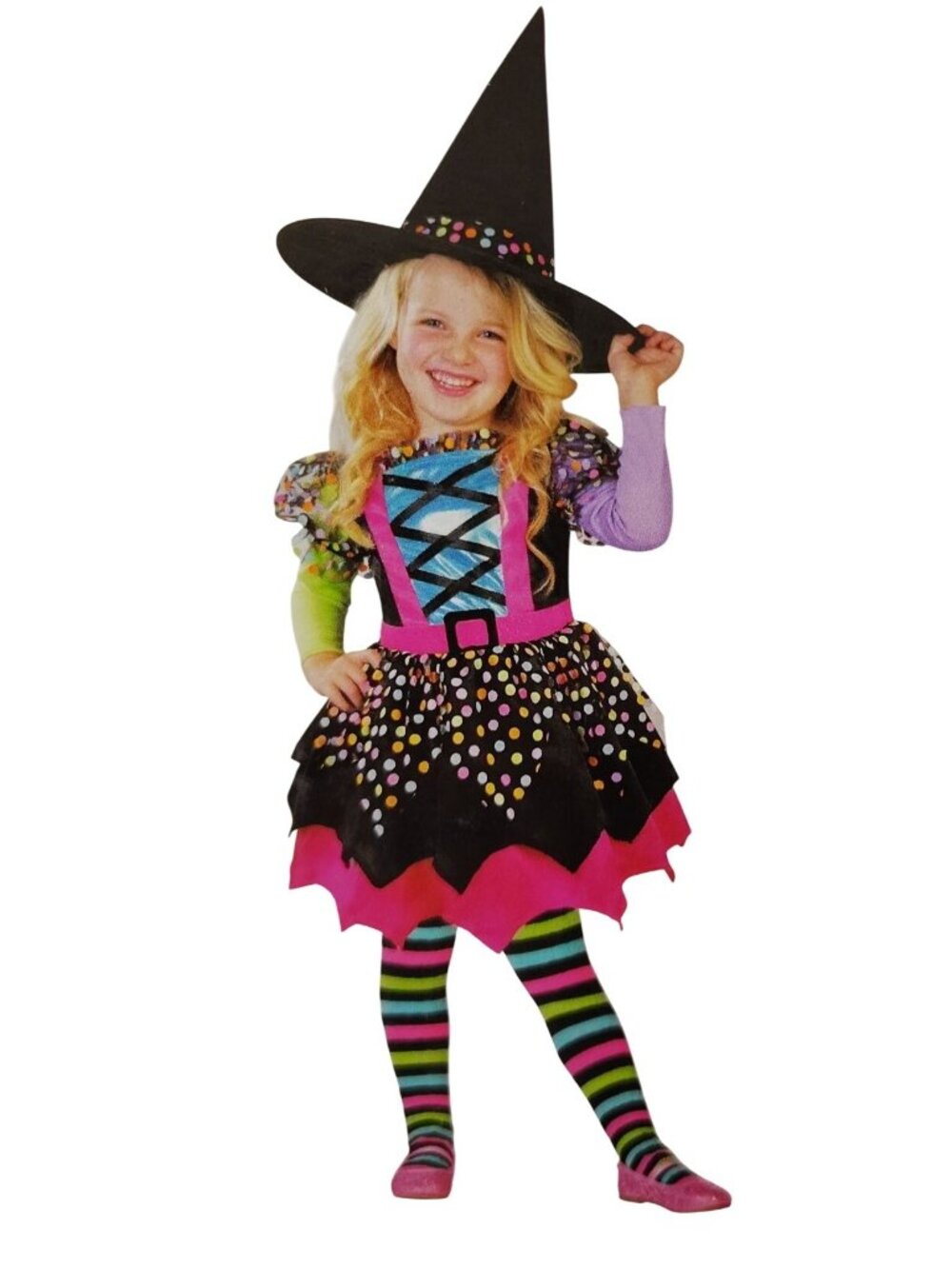 Celebrate Girls 3T to 4T Polka Dot Witch Halloween Costume Complete Outfit